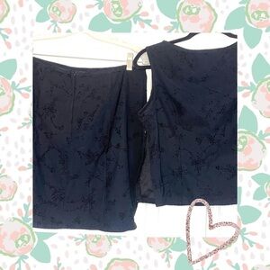 Vtg like new Aqua Blues black matching skirt & top set 13